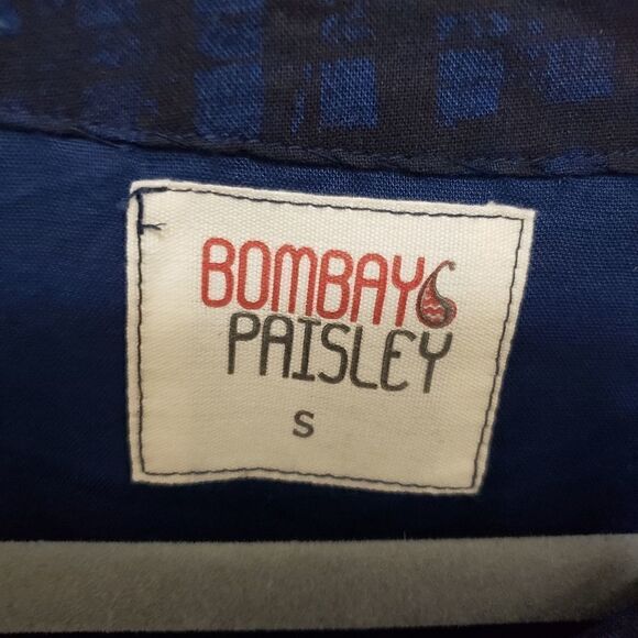 BOMBAY & PAISLEY BOHEMIAN NAVY BUTTON DOWN MIDI DRESS SIZE SMALL NWOT - Picture 5 of 7